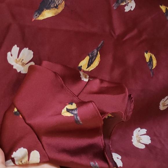 Zara maroon bird and flower print shirt - Picture 3 of 3